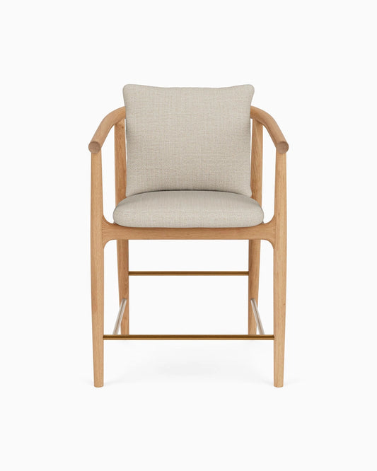 Denver Modern Dillon Counter Stool Oat Woven / Saddle Leather / Walnut FFE-1436