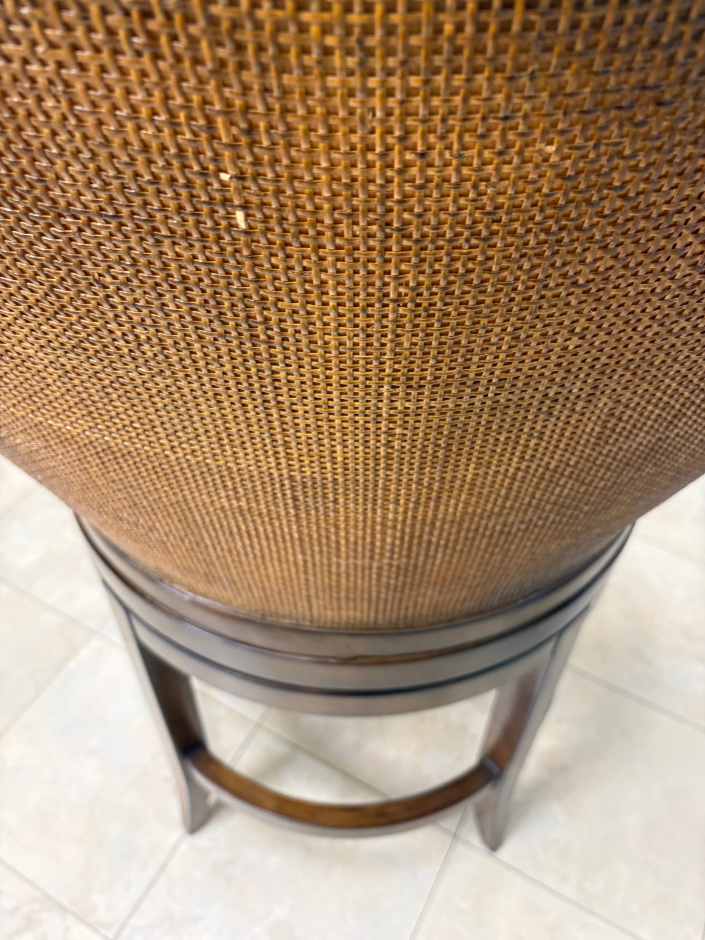 Pair (2) Woodbridge Furniture Redding Cane Back Swivel Bar & Counter Stools FFE-1212