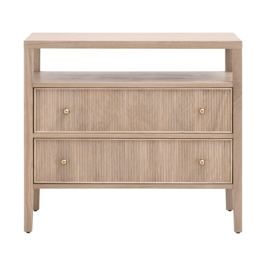 Essentials for Living Highland Solid Oak Fluted 2-Drawer Nightstand FFE-1128