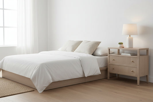 Essentials for Living Highland Solid Oak Fluted 2-Drawer Nightstand FFE-1128