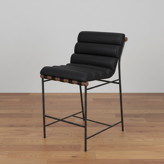 Denver Modern Vail Counter Stool Charcoal Boucle/Walnut FFE258-573