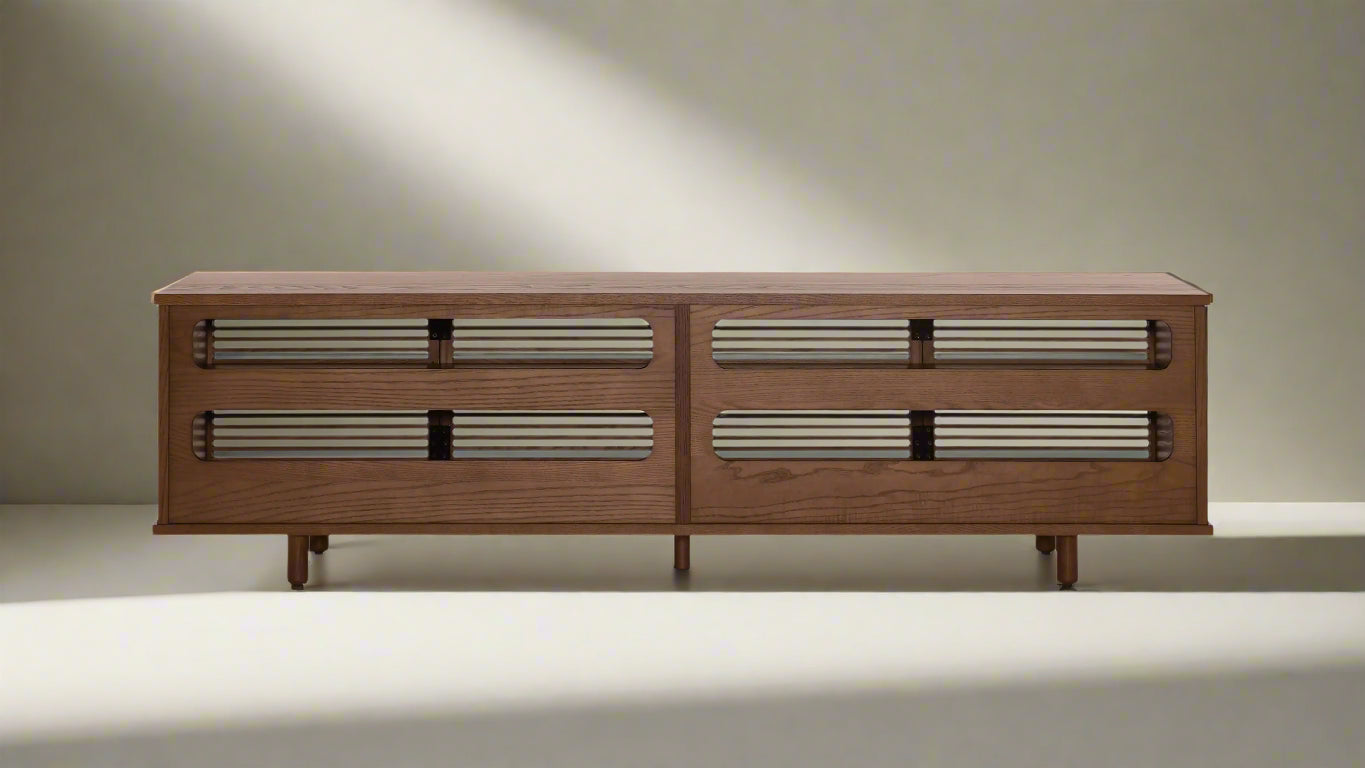 Burrow Walnut Opera Theater Slatted Door Media Console (70") FFE258-512