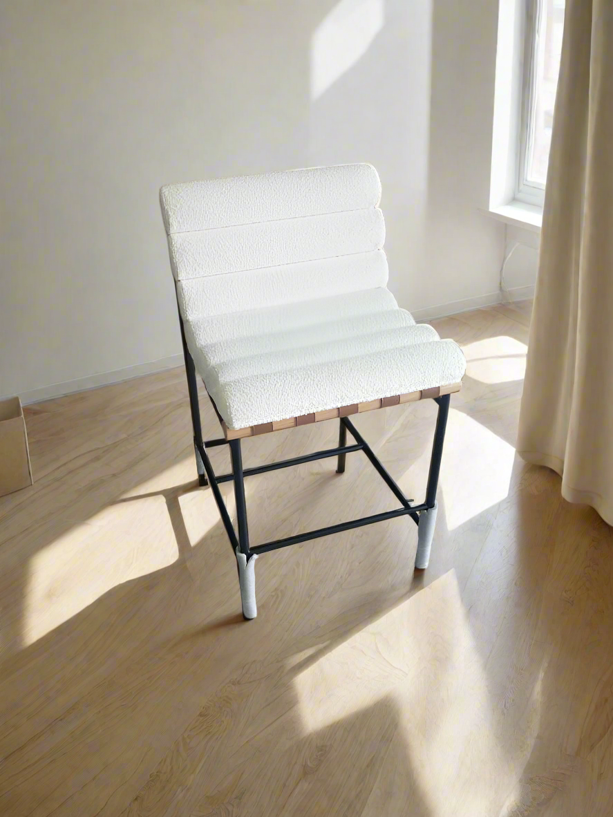 Denver Modern Vail Counter Stool White Oak /White Boucle (4 Avail) FFE258-189