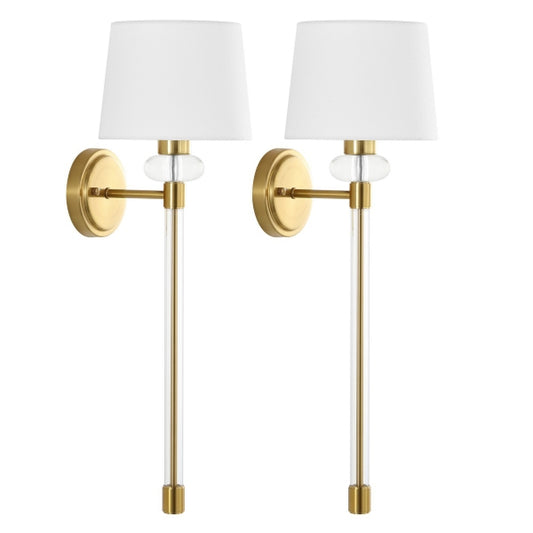 Pair (2) Safavieh Athene 9" Wall Sconce Brass / Clear (2 pr Avail) FFE-1118