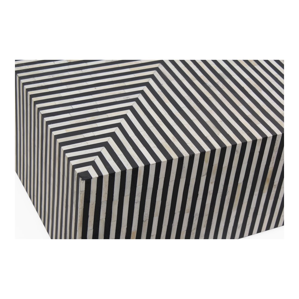 Moe's Home Collection Terning Black White Resin Stripe Coffee Table FFE-813