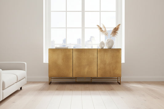 Hooker Brass Foil Gold 69" Entertainment Center 3 Door FFE-1219