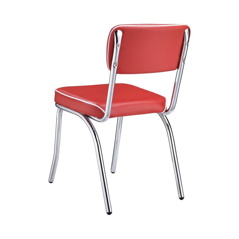 Pair Coaster Retro Red Open Back Faux Leather Dining Chairs FFE258-192