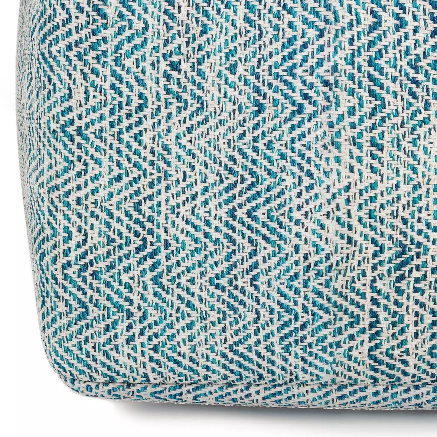 Nate Boho Square Pouf in Patterned Teal Melange Cotton (2 avail) FFW-852