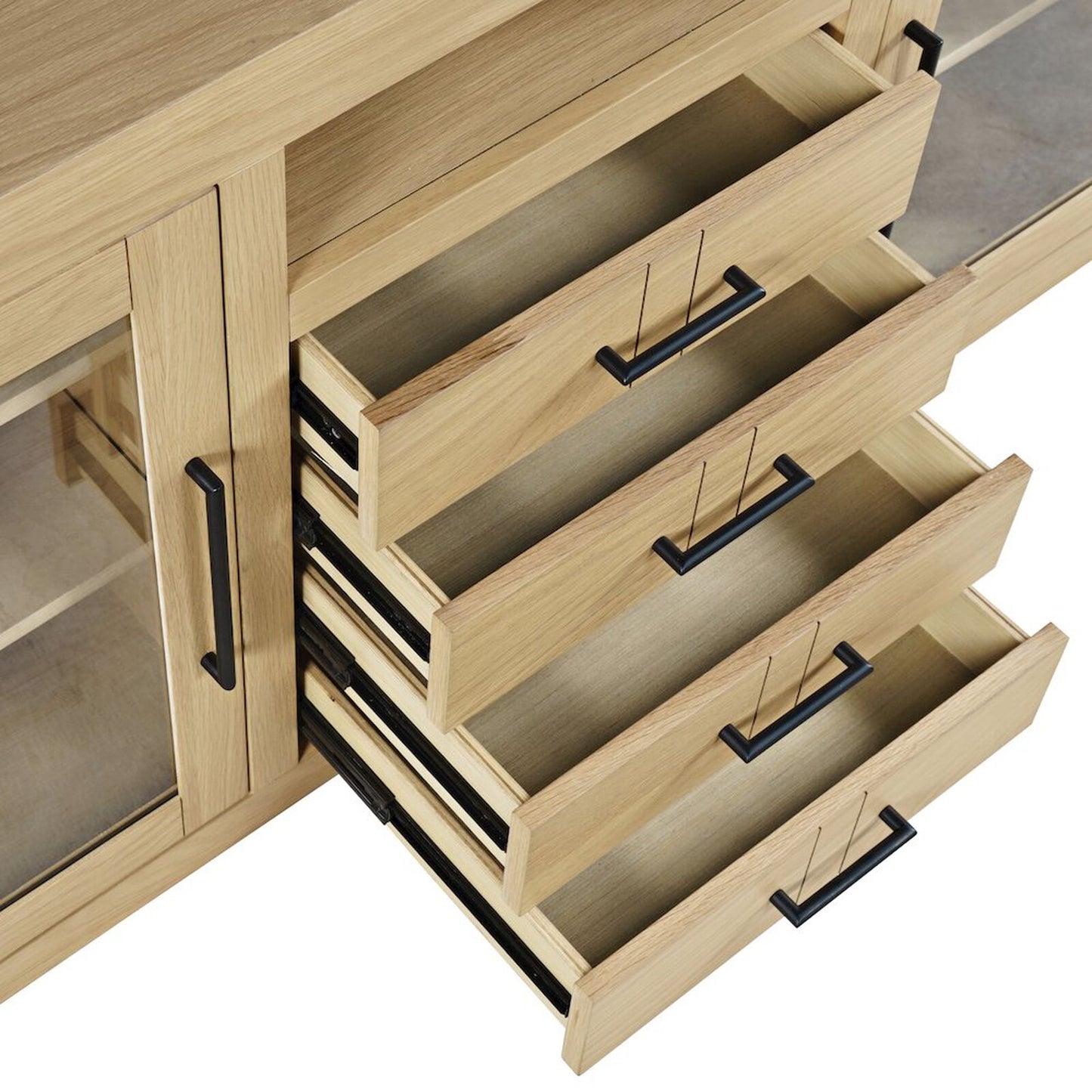 70" Contemporary Media Console w/Tempered Glass Doors, Drawers and Shelves FFW-1386