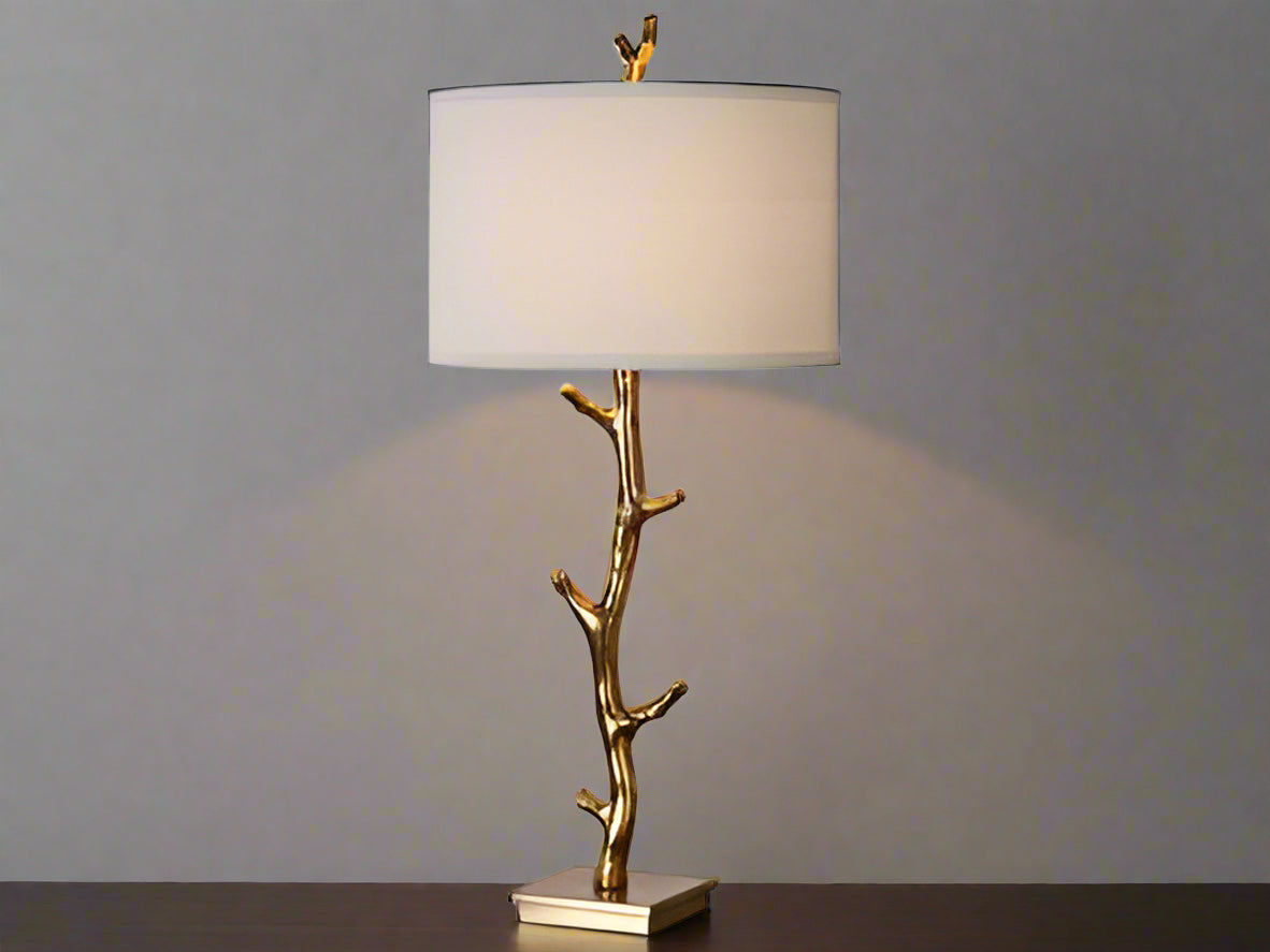 Pair (2) Uttermost Javor Plated Antique Gold Round Hardback Drum Table Lamp FFE258-446