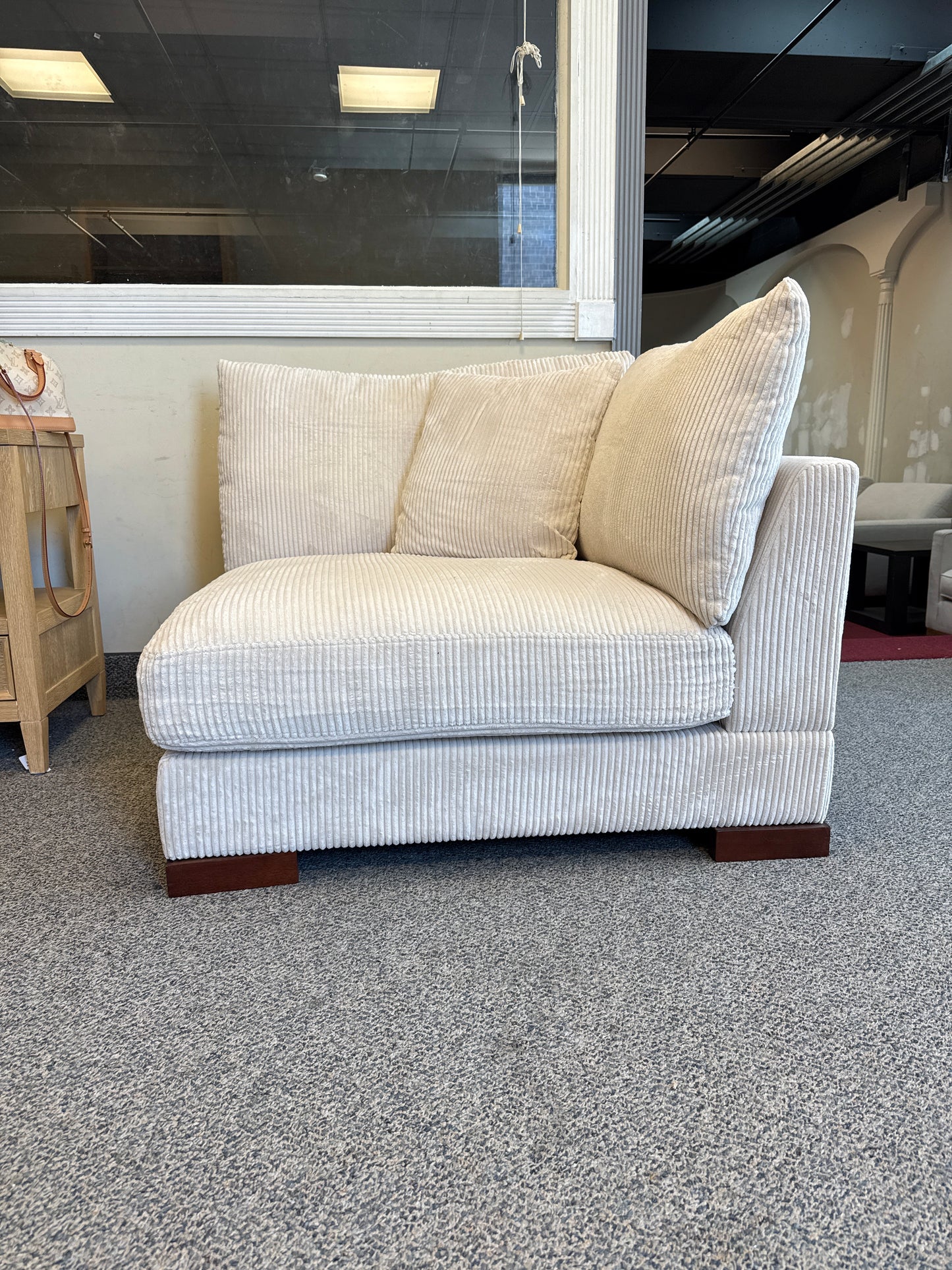 Corduroy Beige Corner Sofa Chair Couch FFE-1425