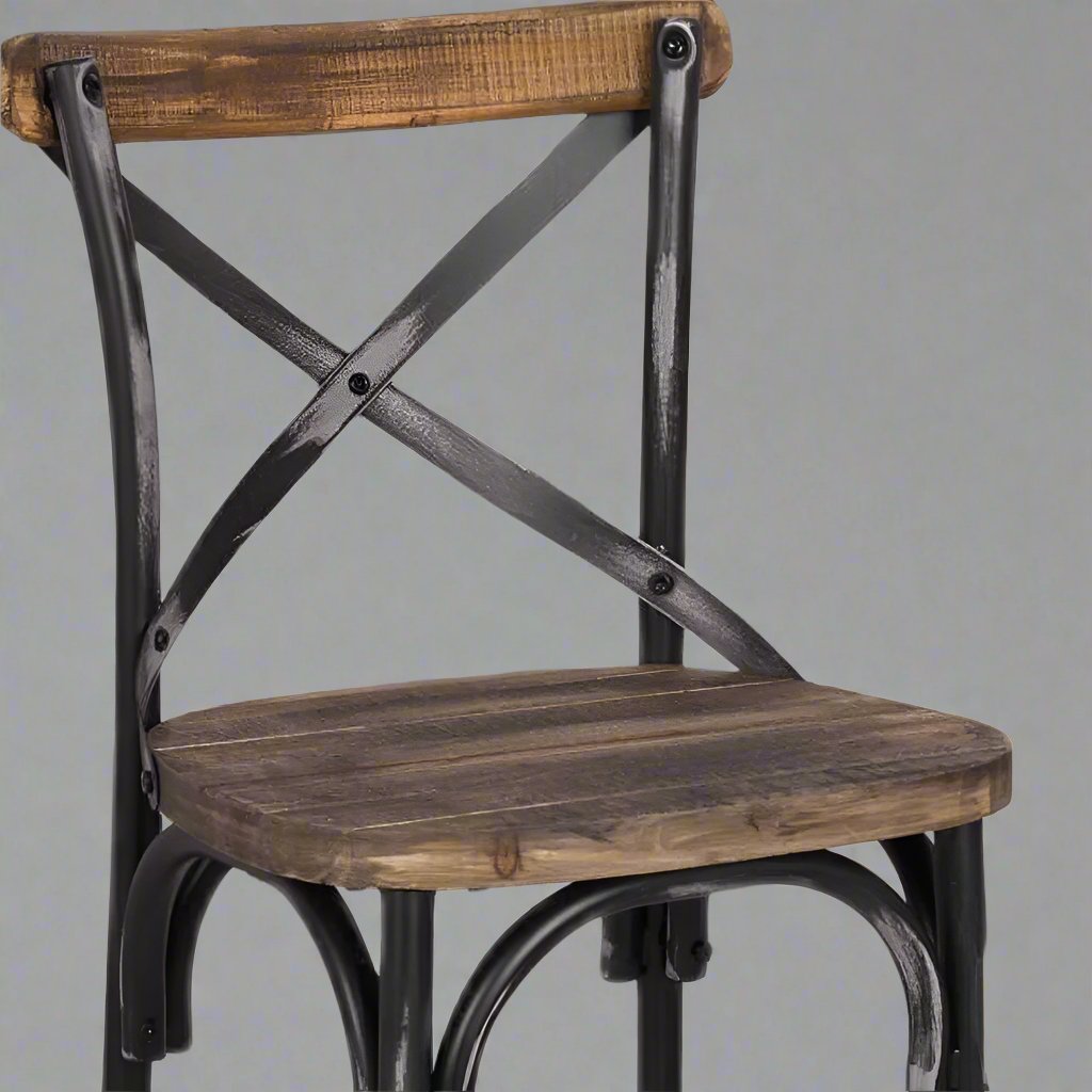 Homeroots Brown And Black Iron Bar Stool Chair FFE258-204