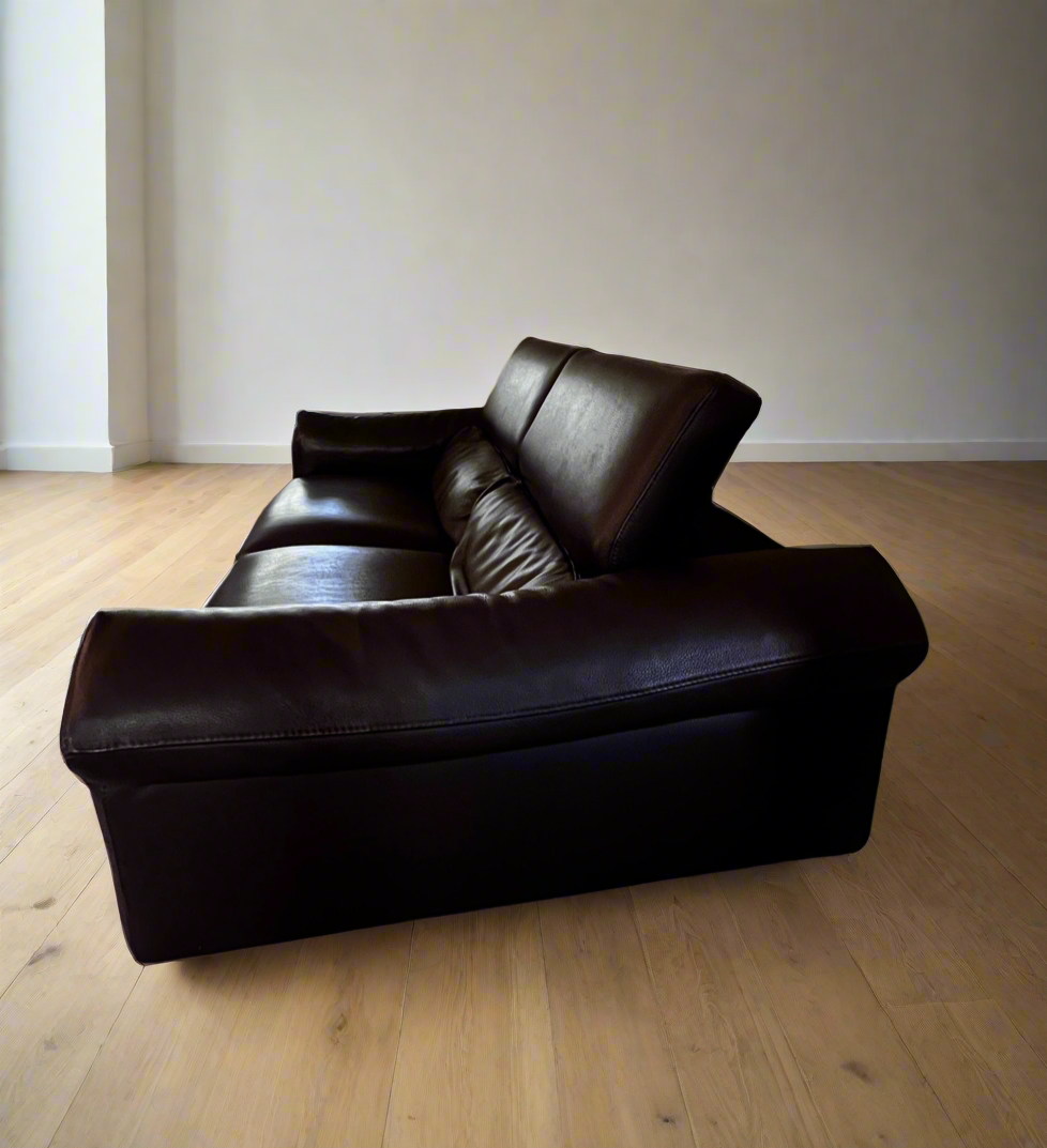 Roche Bobois Quantum 3 Seat Large Brown Leather Sofa Couch DS274-1