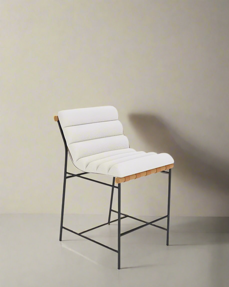 Denver Modern Vail Counter Stool White Oak /White Boucle (4 Avail) FFE258-189