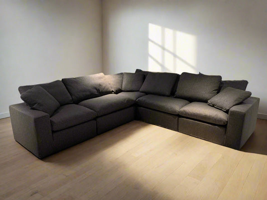 Sundays 5 Pc Movie Night Dark Shadow Grey Sectional Sofa Couch FFE258-458