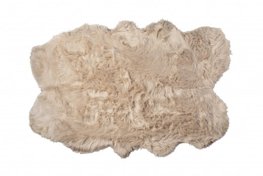 4' X 6' Taupe Faux Fur Washable Non Skid Area Rug FFE258-221