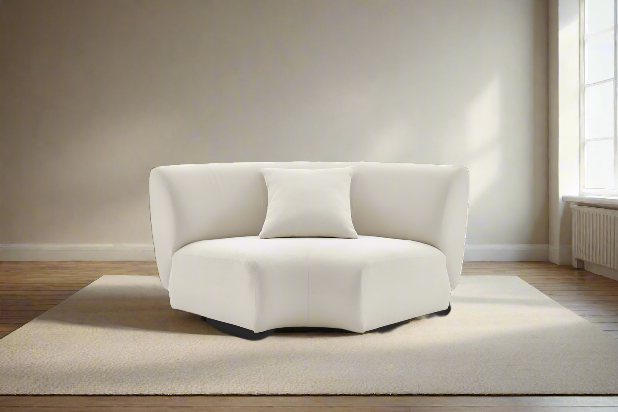 Castlery Auburn Chalk Beige Performance Boucle Curve Corner Sofa Couch FFE258-444