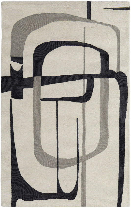 Maguire vory Gray Black Wool Abstract Tufted Handmade Area Rug FFE258-290