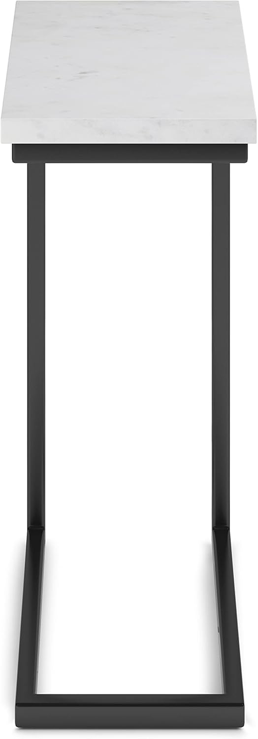 Skylar Mango Wood 18" Industrial C Side Table White Marble Top FFW258-709