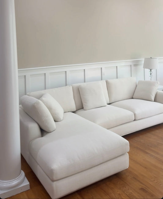 Castlery Hamilton Chaise Sectional Sofa Left Facing Performance Brilliant Wht FFE258-561