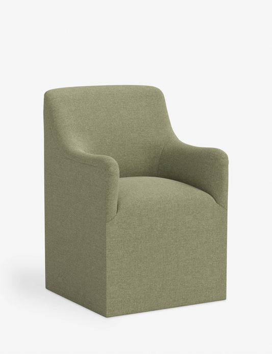 Lulu and Georgia Astoria Sculptural Sage Green Linen Dining Arm Chair FFE258-445