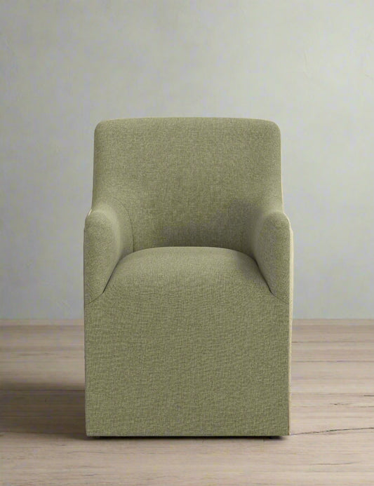 Lulu and Georgia Astoria Sculptural Sage Green Linen Dining Arm Chair FFE258-445