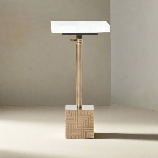 Four Hands Sirius Antique Brass & White Marble Top Adjustable Accent Table FFE258-440