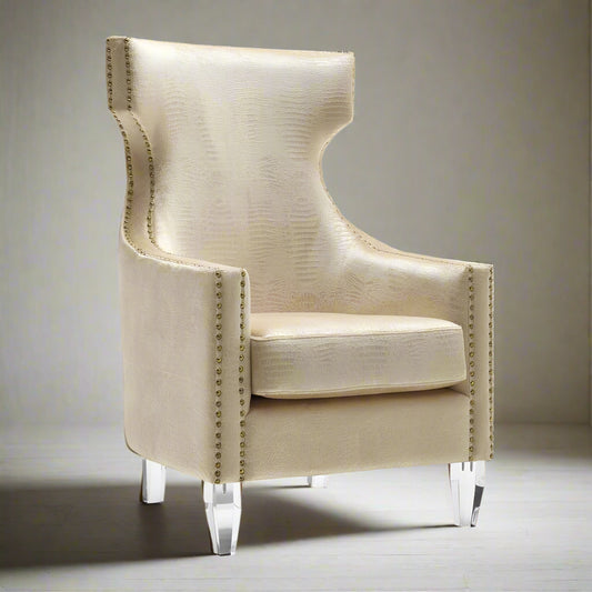 Pair (2) Bison Commerce Gramercy Gold Crocodile Velvet Wing Chairs FFE258-464