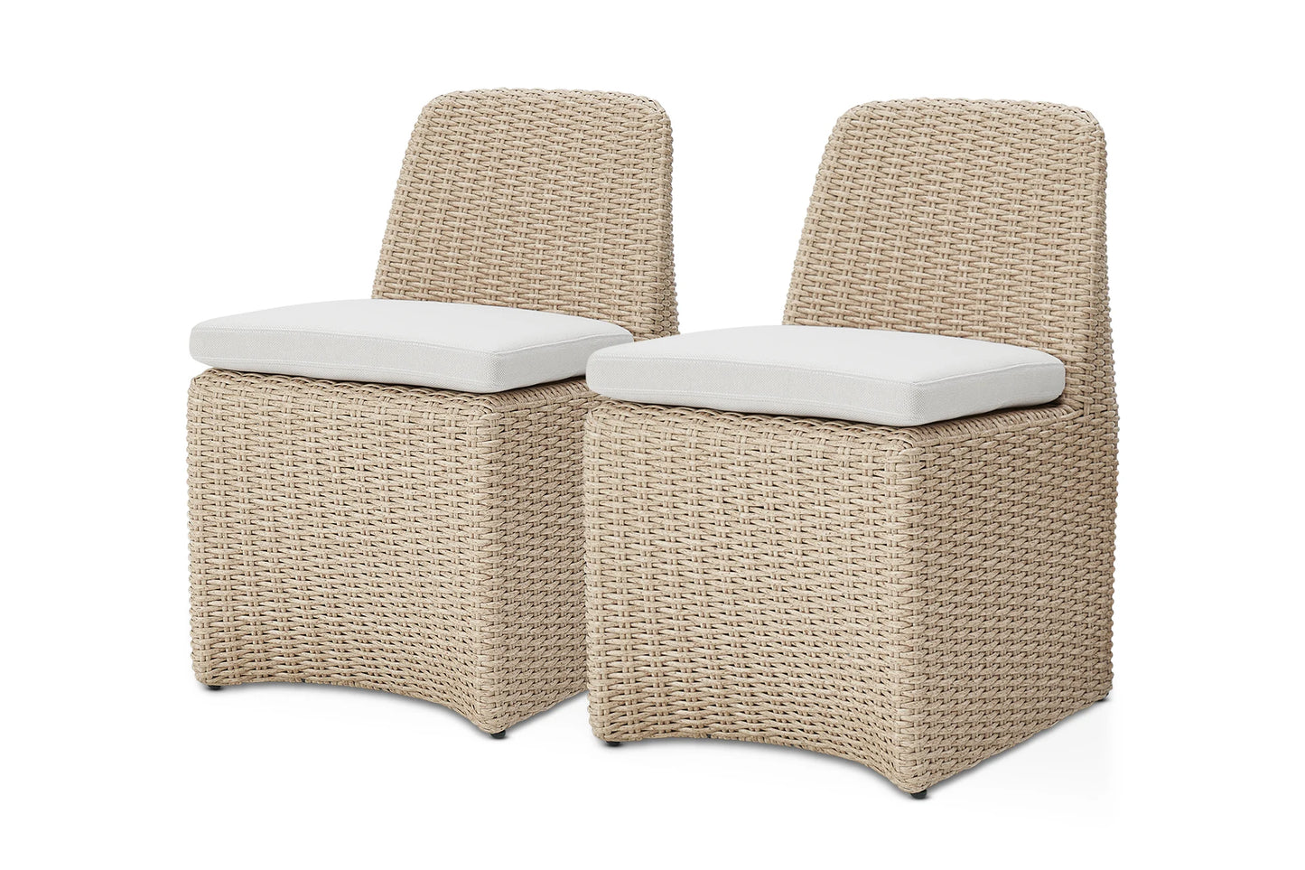Pair Castlery Lorna Outdoor Dining Side Resin Wicker Chair Oat & Covers FFE258-558