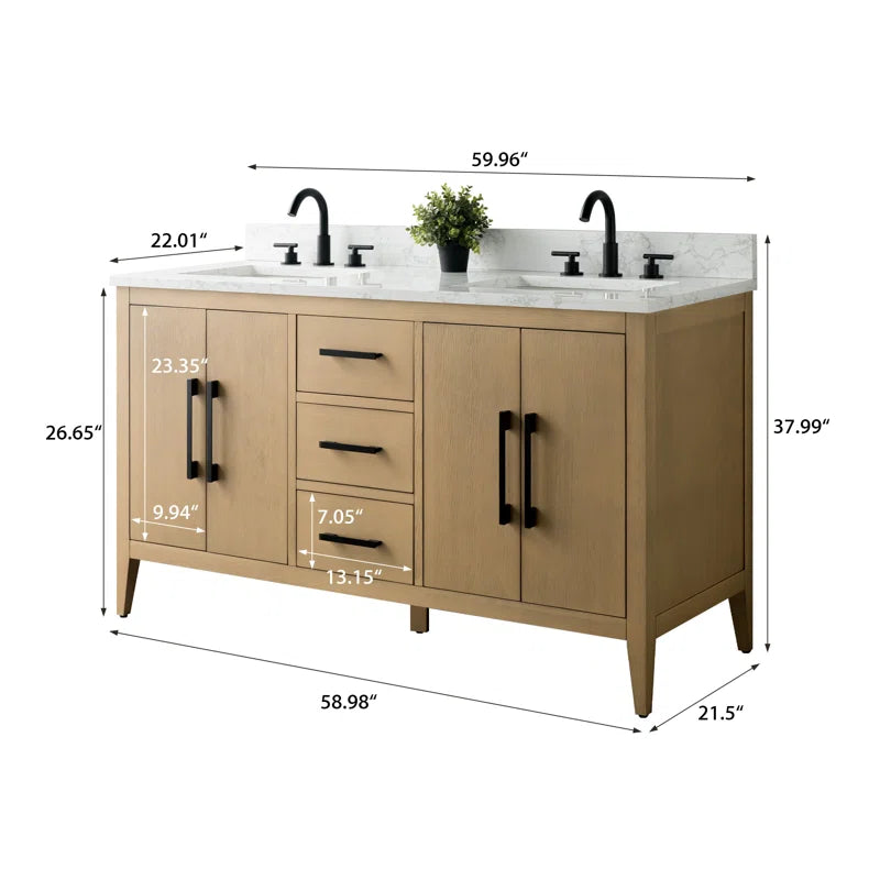 Vanity Art 60" Double Bathroom Vanity Set VNAR1888 FFE-761