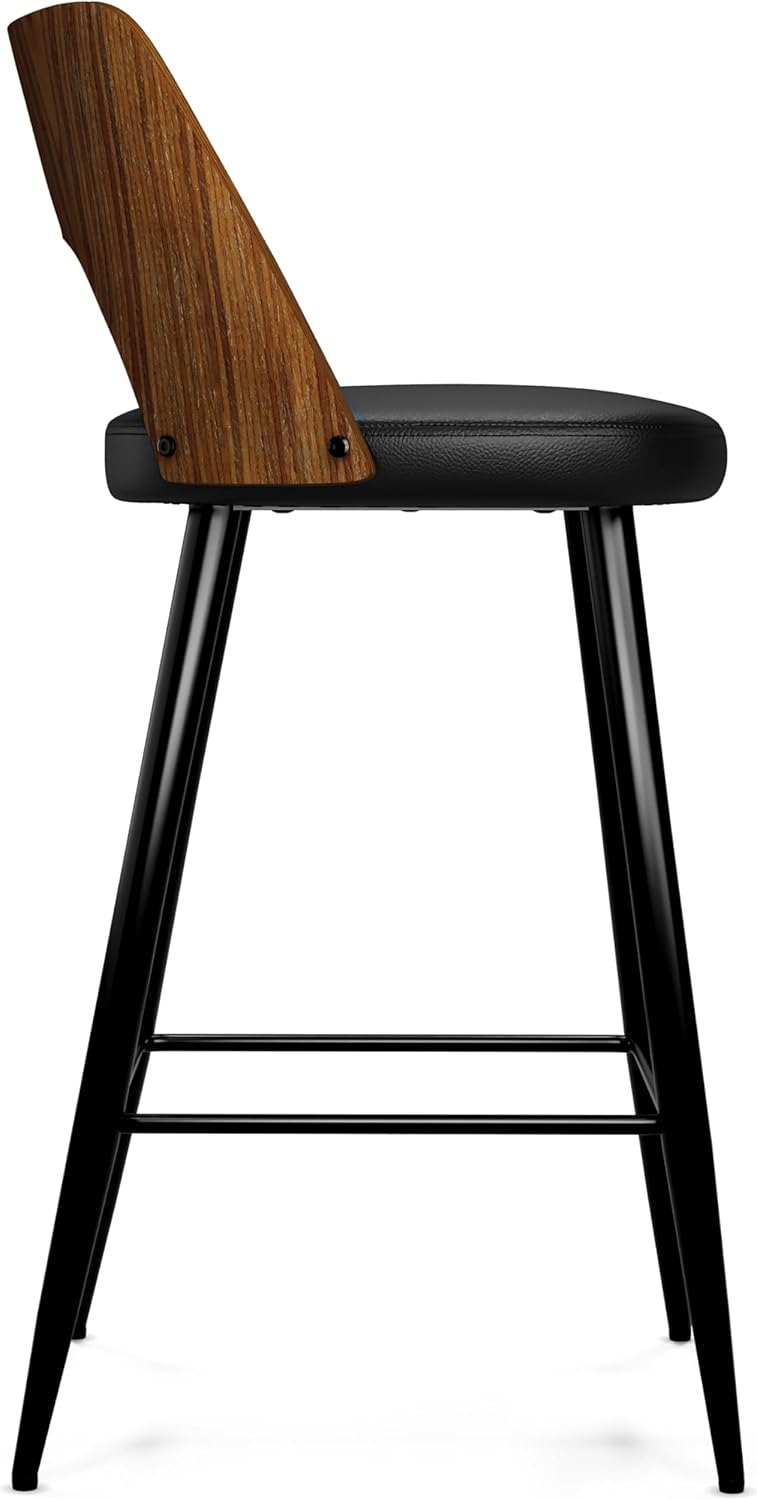 Micah Contemporary Counter Height Stool (Set of 2) Black PU faux leather FFW258-674