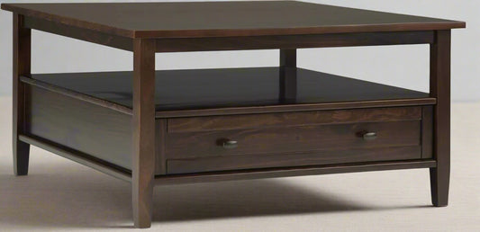 Shaker SOLID WOOD 36" Square Coffee Table in Tobacco Brown FFW-1015