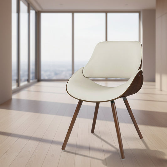 Malden Bentwood Dining Chair with Wood Back in Cream Vegan Faux Leather FFW-893