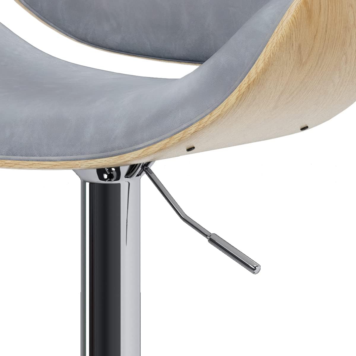 Marana Bentwood Adjustable Swivel Bar Stool Grey Vegan Leather (Set of 2) FFW258-671