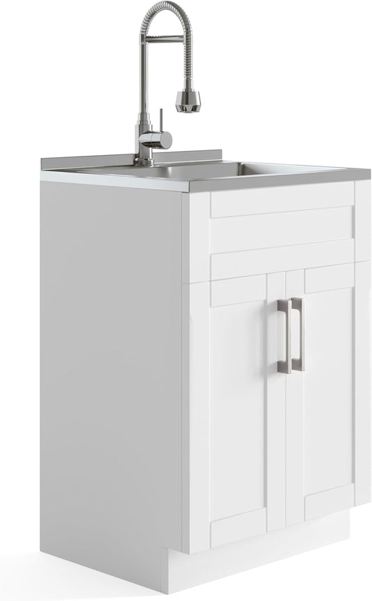 Hennessy 24-inch Utility Sink & Cabinet in Pure White FFW258-711