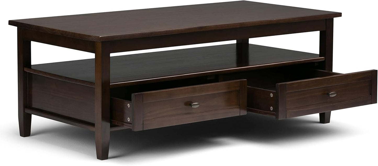 Solid Wood 48" Coffee Table in Farmhouse Brown FFW258-643