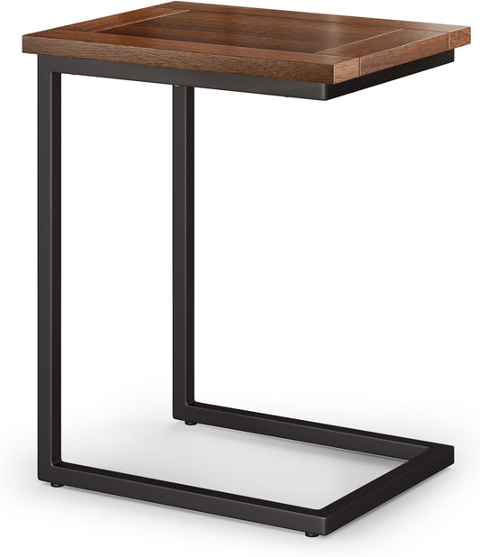 Skylar Mango Wood 18" Industrial C Side Table in Dark Cognac Brown FFW258-708