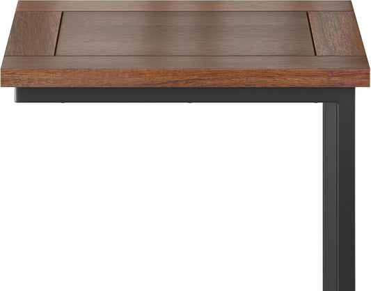 Skylar Mango Wood 18" Industrial C Side Table in Dark Cognac Brown FFW258-708