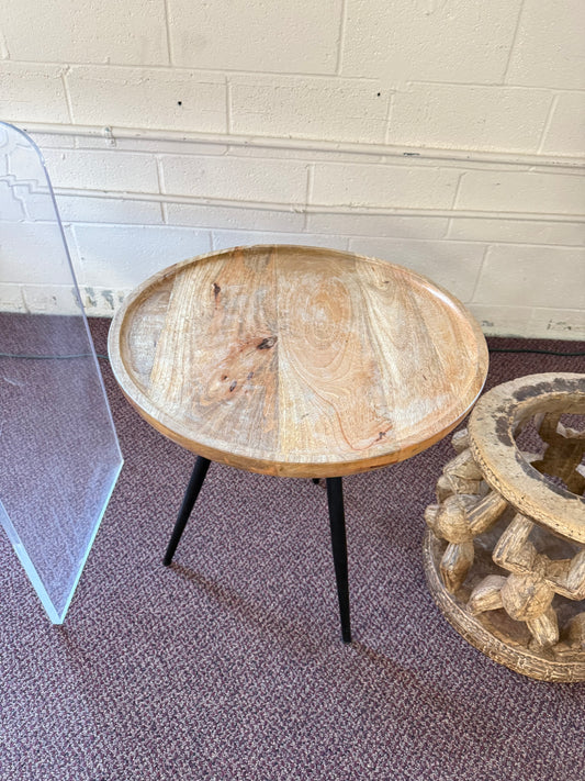 Small Round Wood Top End Side Table HR4