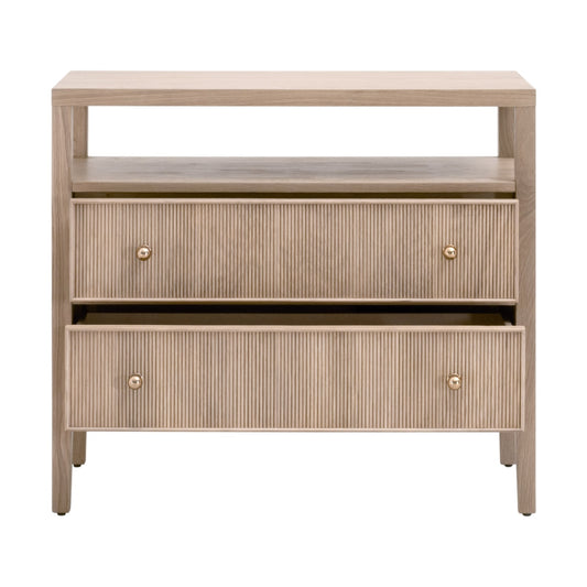 Essentials for Living Highland Solid Oak Fluted 2-Drawer Nightstand FFE-1128
