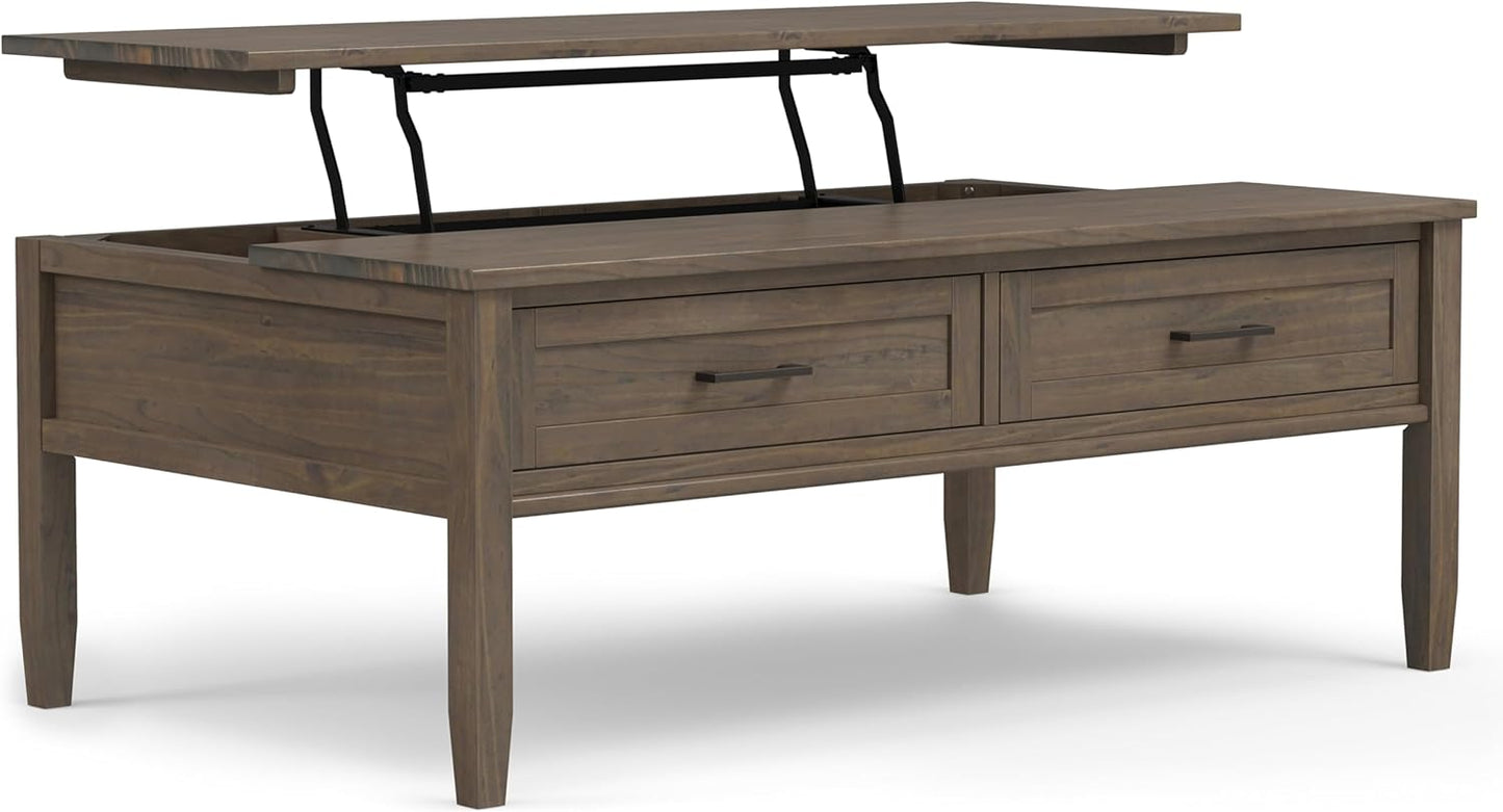 Ela Solis Wood 48" Lift Top Coffee Table in Smoky Brown FFW258-668