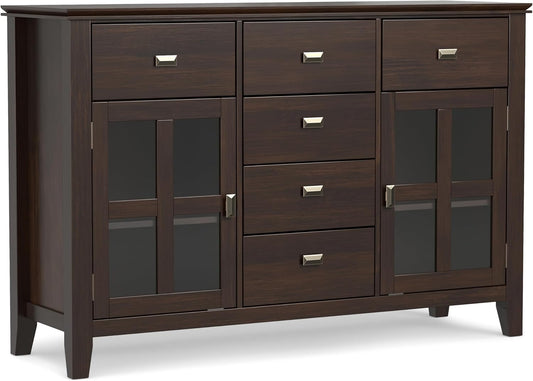 Artisan Solid Wood & Pine Sideboard Buffet Credenza in Dark Chestnut Brown FFW258-686