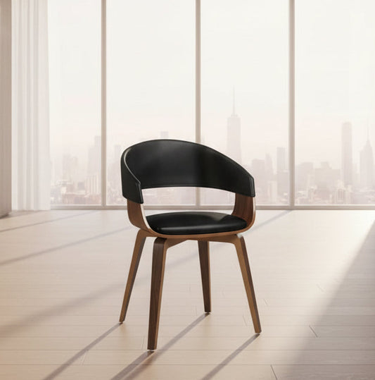 Lowell Bentwood Dining Chair in Black Vegan Faux Leather FFW-902