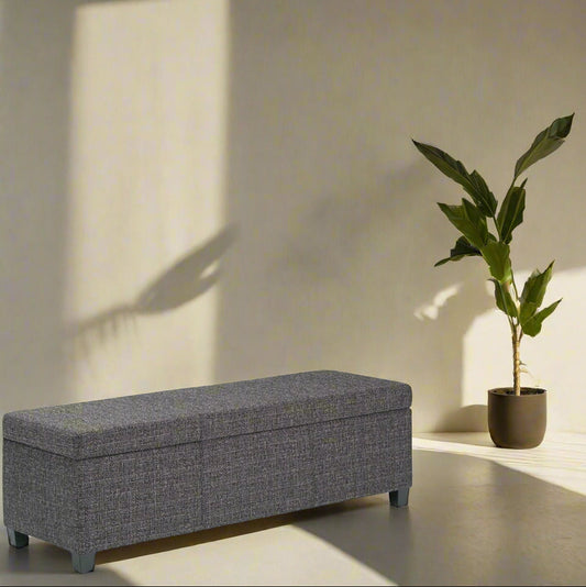 Avalon 48" Dark Grey Tweed Upholstered Storage Ottoman FFW258-593