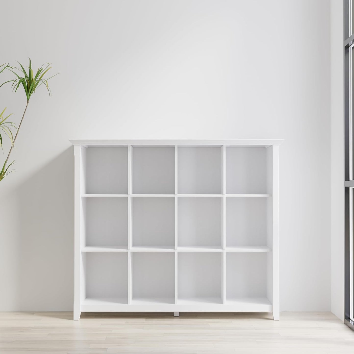 Acadian Solid Wood 48  x 57" 12 Cube Storage Bookcase in White FFW258-652