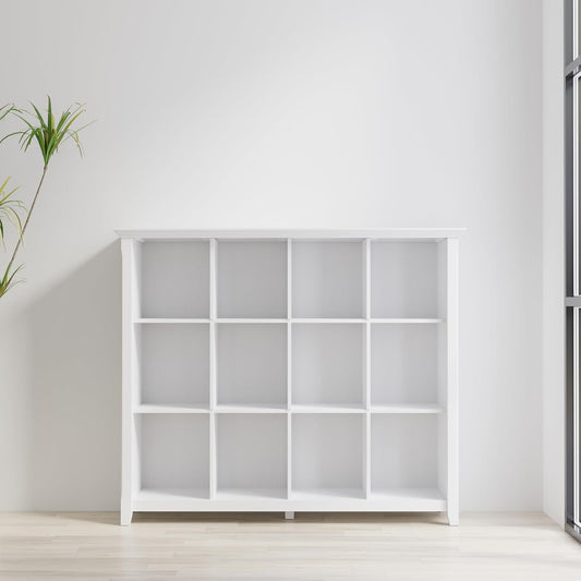 Acadian Solid Wood 48  x 57" 12 Cube Storage Bookcase in White FFW258-652