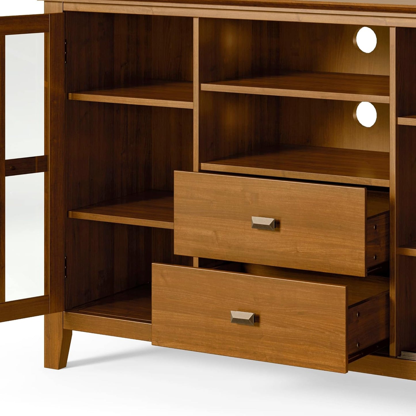 Artisan Solid Wood 53" Honey Brown TV Media Stand Cabinet FFW258-710
