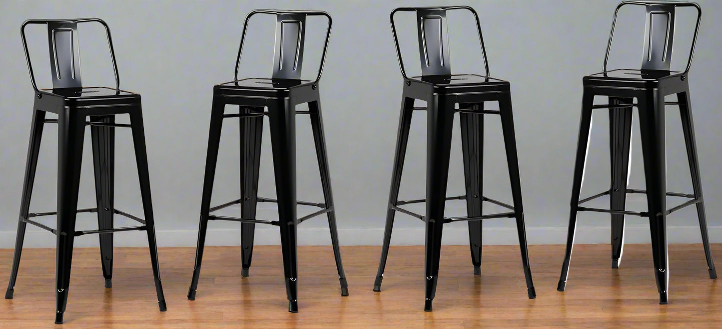 Rayne Industrial Black Metal 30" Metal Bar Stool (Set of 4) FFW258-689