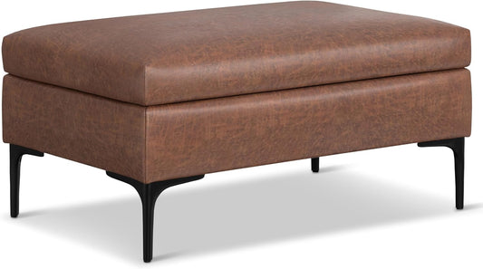 Rebecca 36" Coffee Table/Storage Ottoman in Brown Vegan Leather FFW258-945