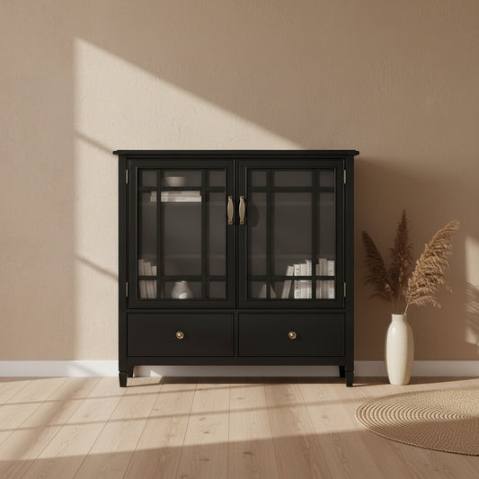Connaught Wood 40" Wide Black Traditional Entryway Storage Cabinet FFW258-684